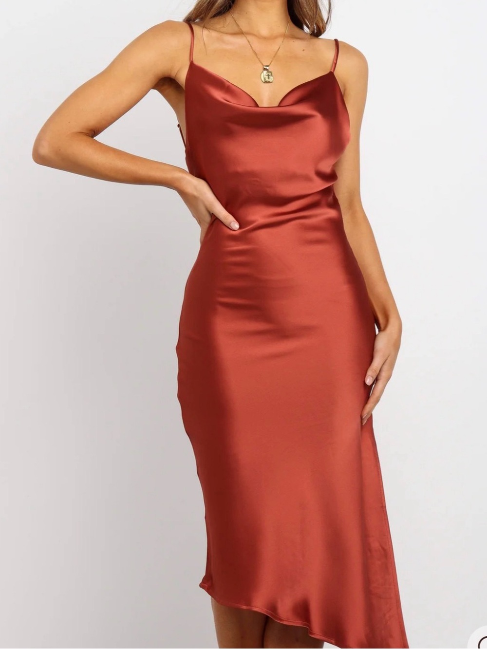 Petal and Pup Rust Cowl Neck Slip Dress 4